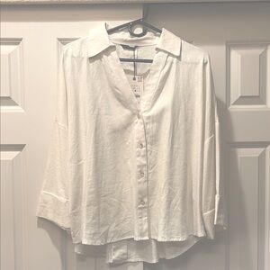 Zara Off White Linen Blend Button Down.